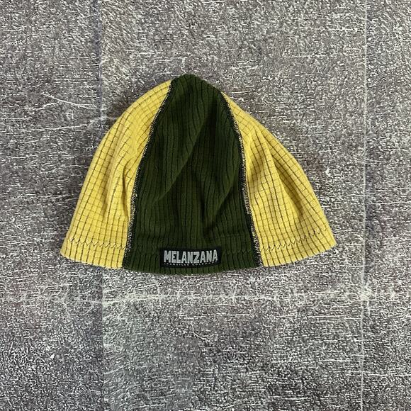 Men's Melanzana Green Yellow Micro Grid Toque Low Profile Skull Cap Beanie Sz S - Picture 1 of 3